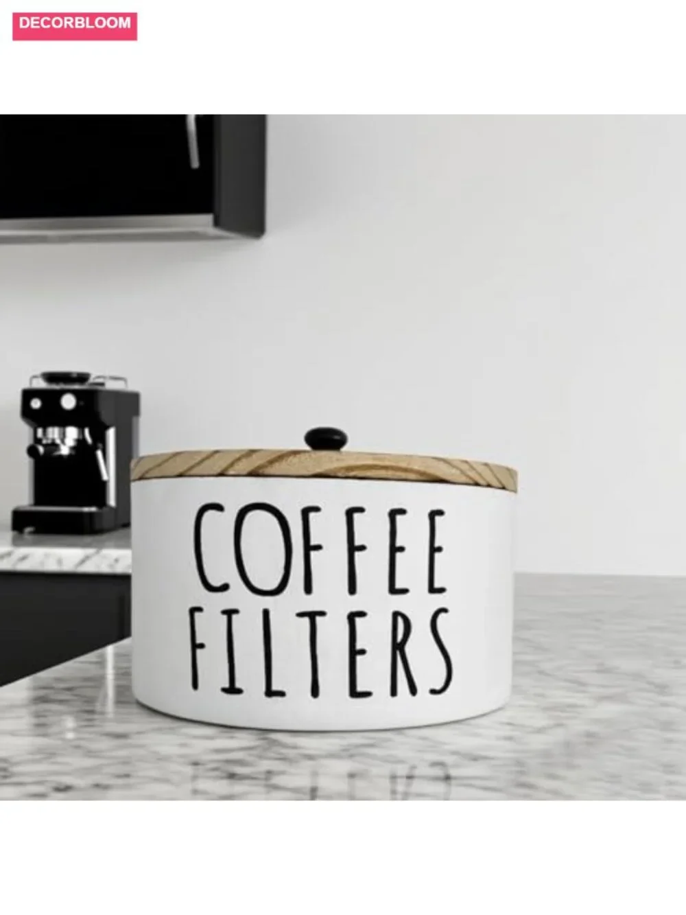 Wooden Coffee Filter Holder with Lid - Kitchen Storage Organizer Basket